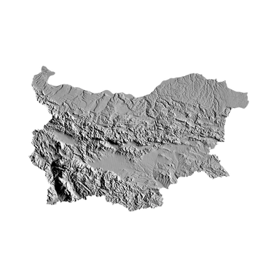 Bulgaria Terrain Map STL file for 3D printing and CNC routing, LightBurn and Vectric ready