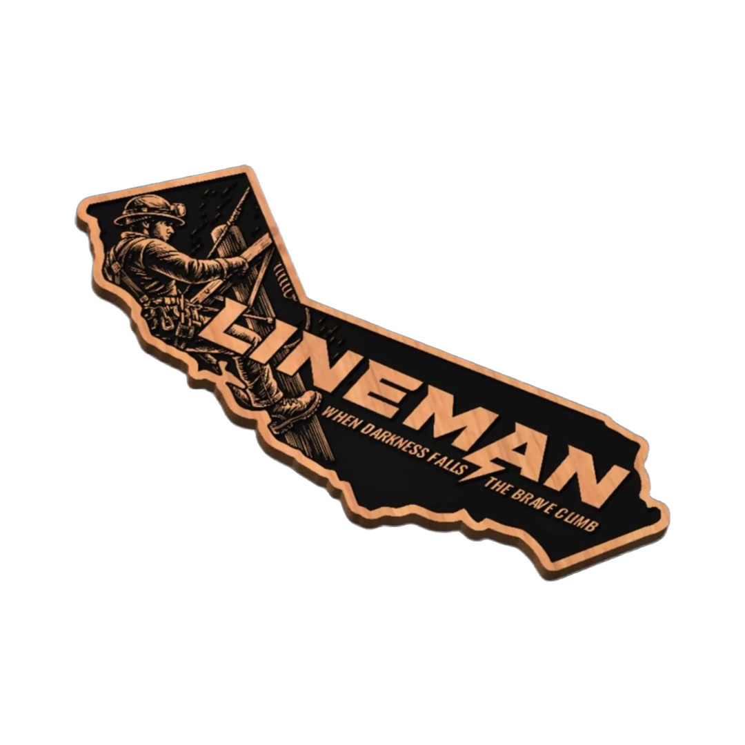 California Lineman SVG file for laser cutting and CNC routing, LightBurn and Vectric ready