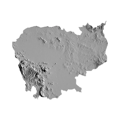 Cambodia Terrain Map STL file for 3D printing and CNC routing, LightBurn and Vectric ready