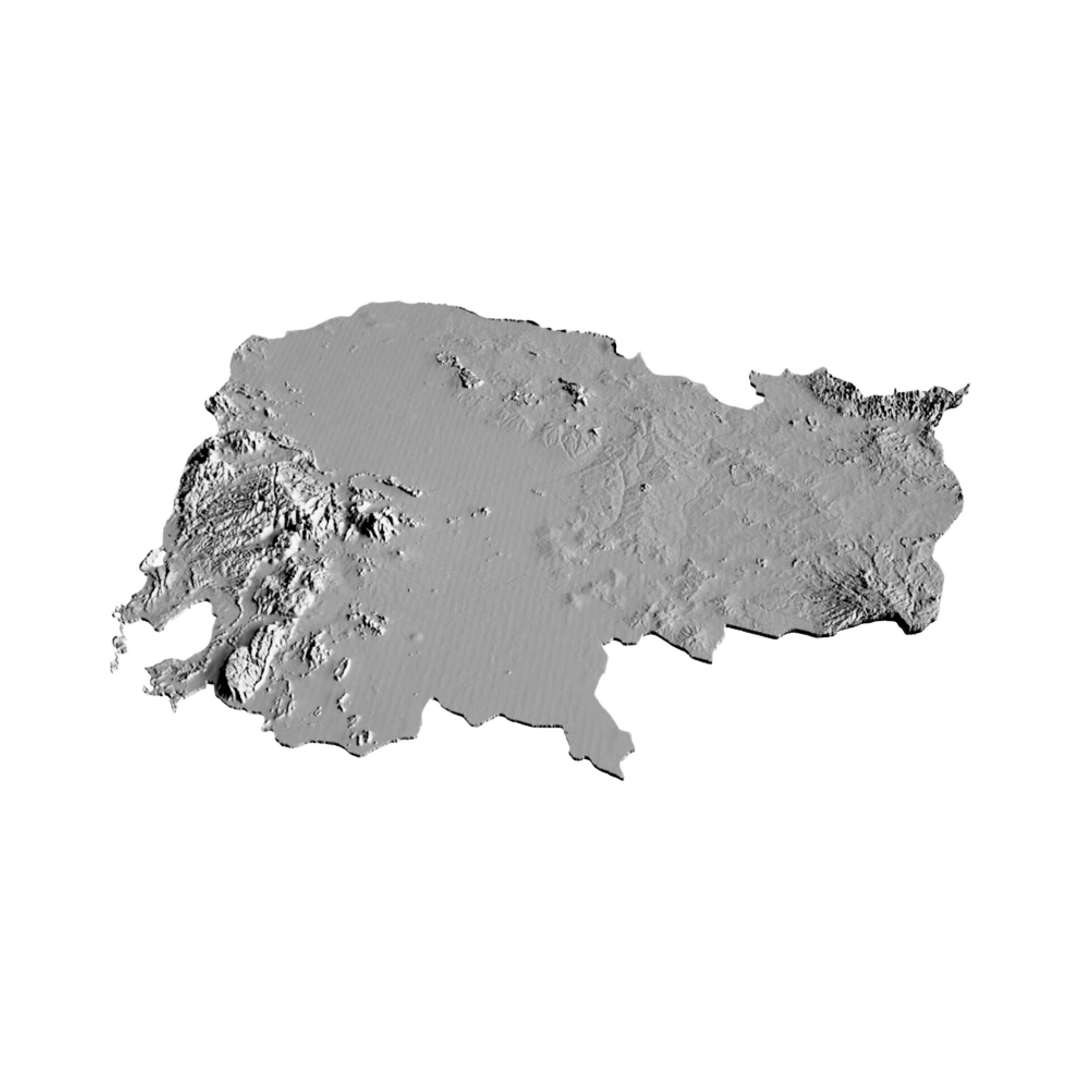 Cambodia Terrain Map detail view, ready for 3D printing and CNC routing
