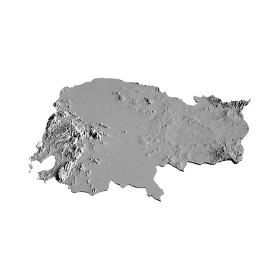 Cambodia Terrain Map detail view, ready for 3D printing and CNC routing
