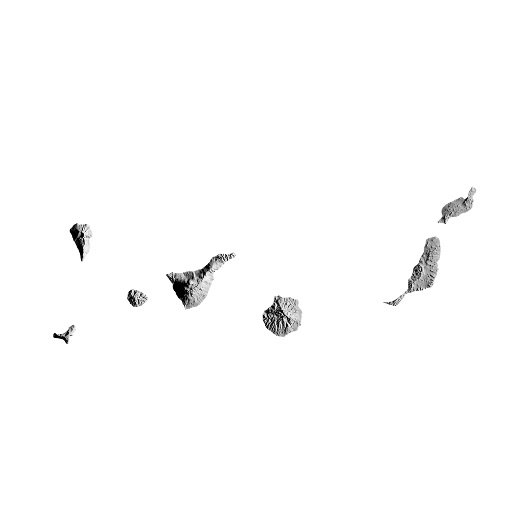 Canary Islands Terrain Map STL file for 3D printing and CNC routing, LightBurn and Vectric ready