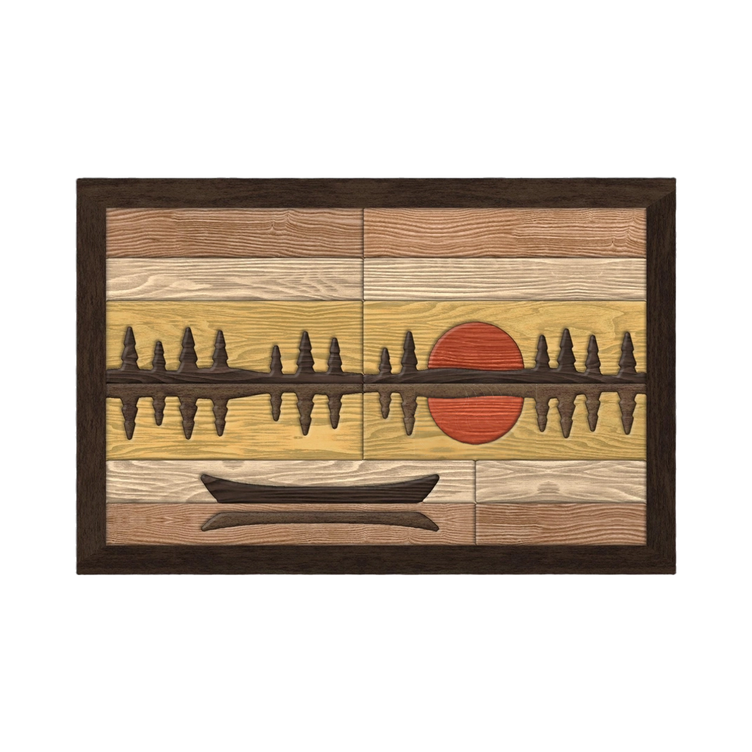 Canoe at Dusk Intarsia SVG file for digital crafting, LightBurn and Vectric ready