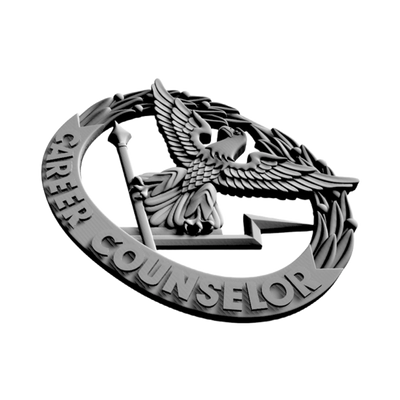 Career Counselor Badge detail view, ready for 3D printing and CNC routing