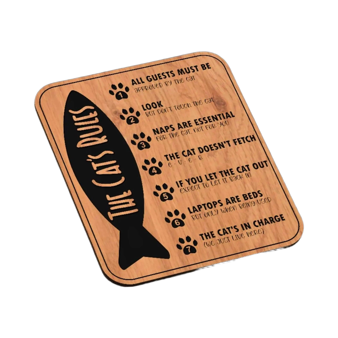 Cat Rules SVG file for laser cutting and CNC routing, LightBurn and Vectric ready