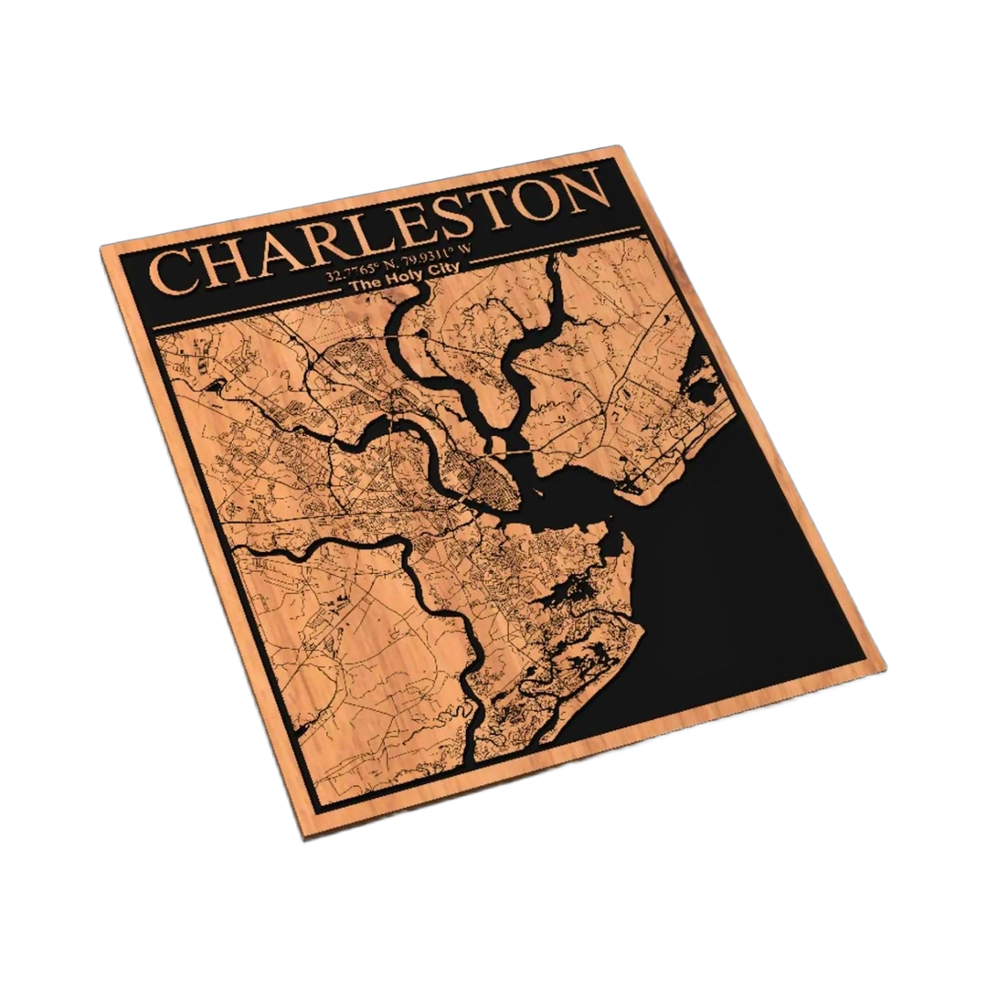 Charleston, South Carolina City Map SVG file for laser cutting and CNC routing, LightBurn and Vectric ready
