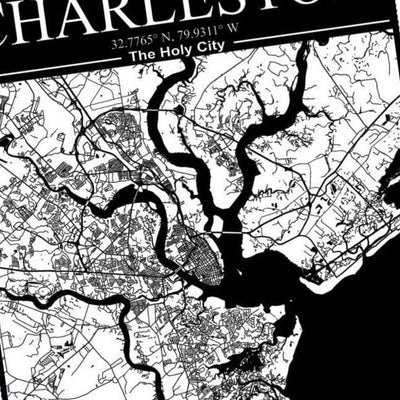 Charleston, South Carolina City Map detail view, ready for laser cutting and CNC routing
