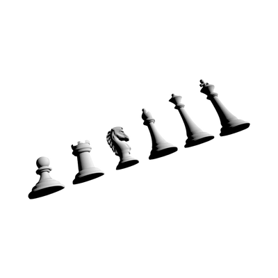 Chess Set detail view, ready for 3D printing and CNC routing