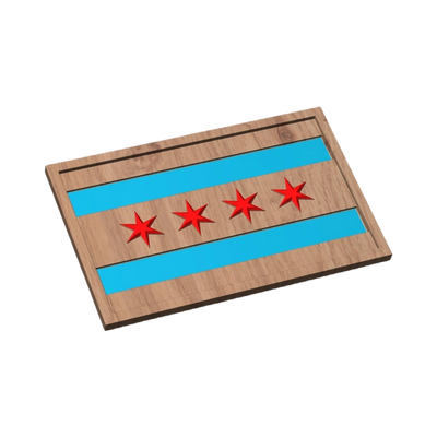 Chicago Flag STL file for 3D printing and CNC routing, LightBurn and Vectric ready