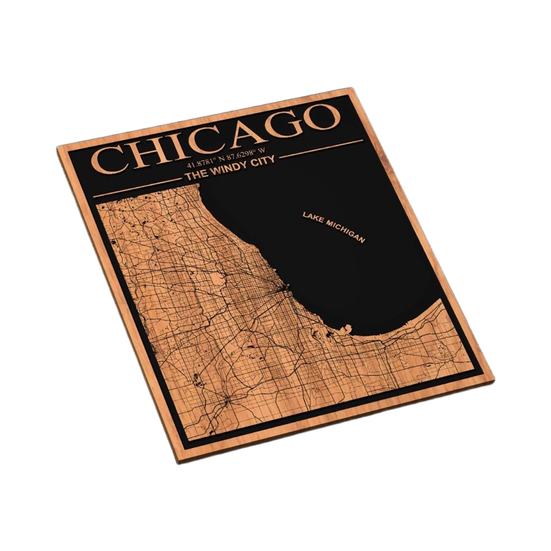 Chicago, Illinois City Map SVG file for laser cutting and CNC routing, LightBurn and Vectric ready