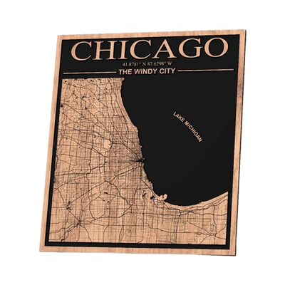 Chicago, Illinois City Map design preview, us states