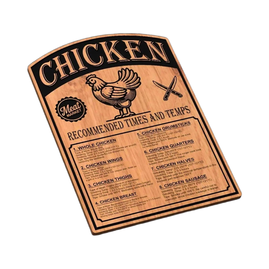Chicken Smoking Chart Design SVG file for laser cutting and CNC routing, Glowforge and LightBurn ready