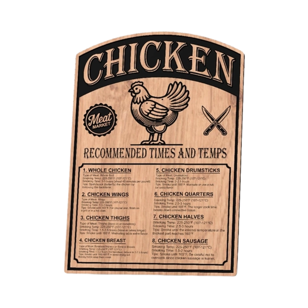 Chicken Smoking Chart Design detail view, ready for laser cutting and CNC routing