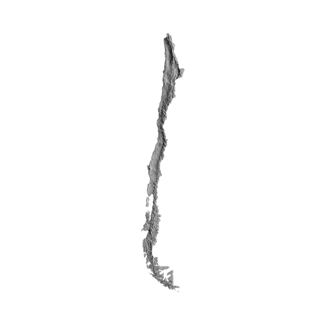 Chile Terrain Map STL file for 3D printing and CNC routing, LightBurn and Vectric ready
