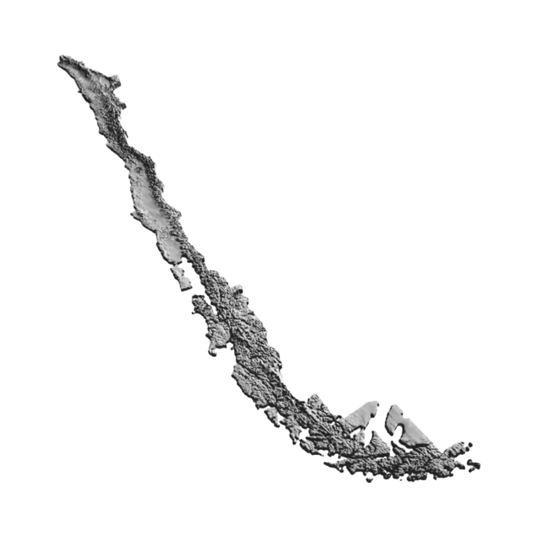 Chile Terrain Map detail view, ready for 3D printing and CNC routing