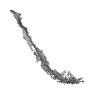 Chile Terrain Map detail view, ready for 3D printing and CNC routing