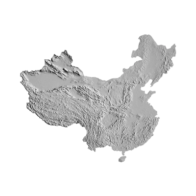 China Terrain Map STL file for 3D printing and CNC routing, LightBurn and Vectric ready
