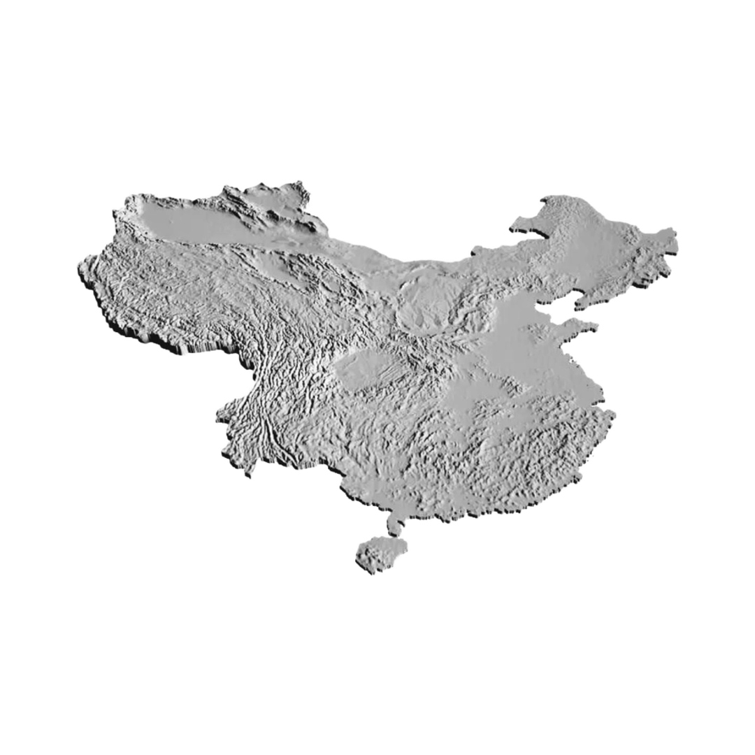 China Terrain Map design preview, countries & world