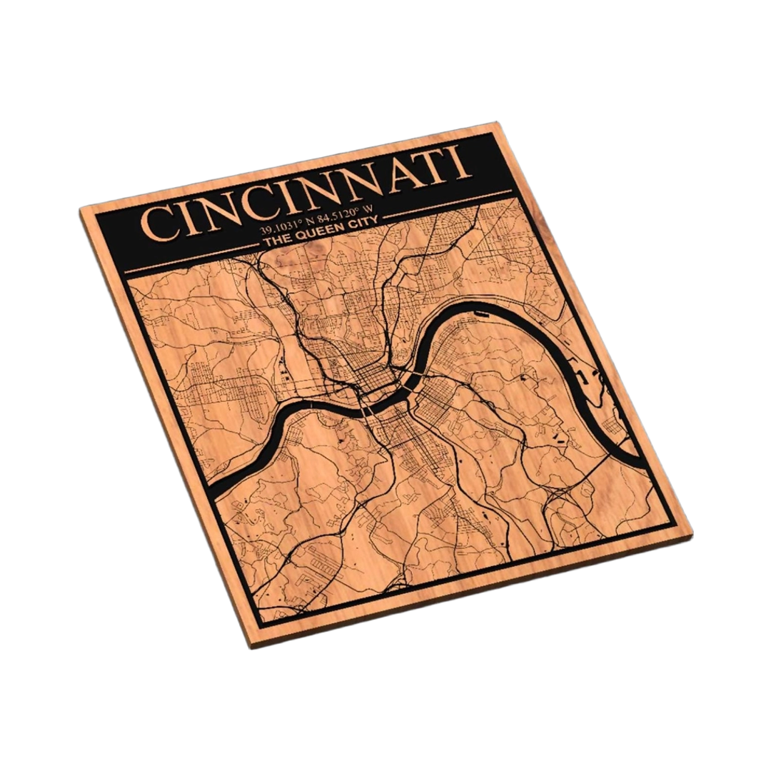 Cincinnati, Ohio City Map SVG file for laser cutting and CNC routing, LightBurn and Vectric ready