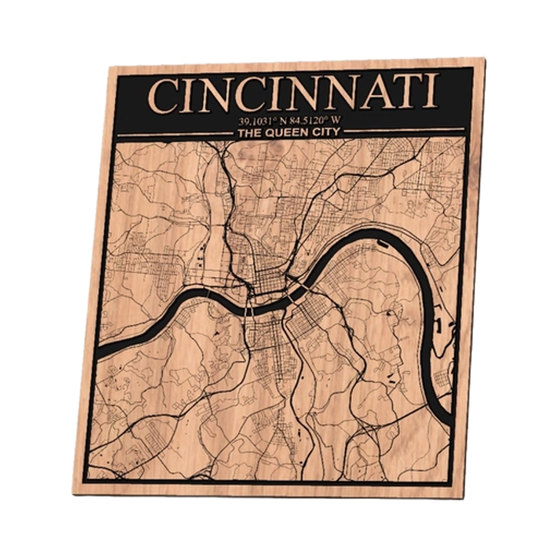 Cincinnati, Ohio City Map design preview, us states