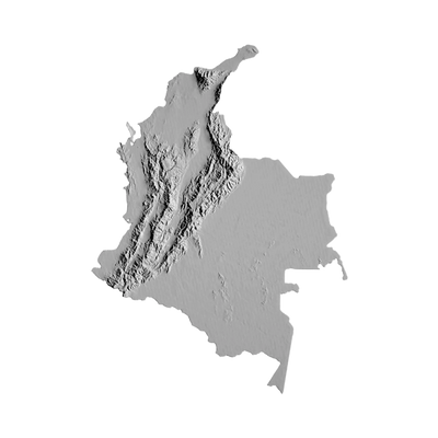 Colombia Terrain Map STL file for 3D printing and CNC routing, LightBurn and Vectric ready