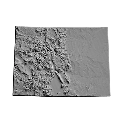 Colorado Terrain Map STL file for 3D printing and CNC routing, LightBurn and Vectric ready