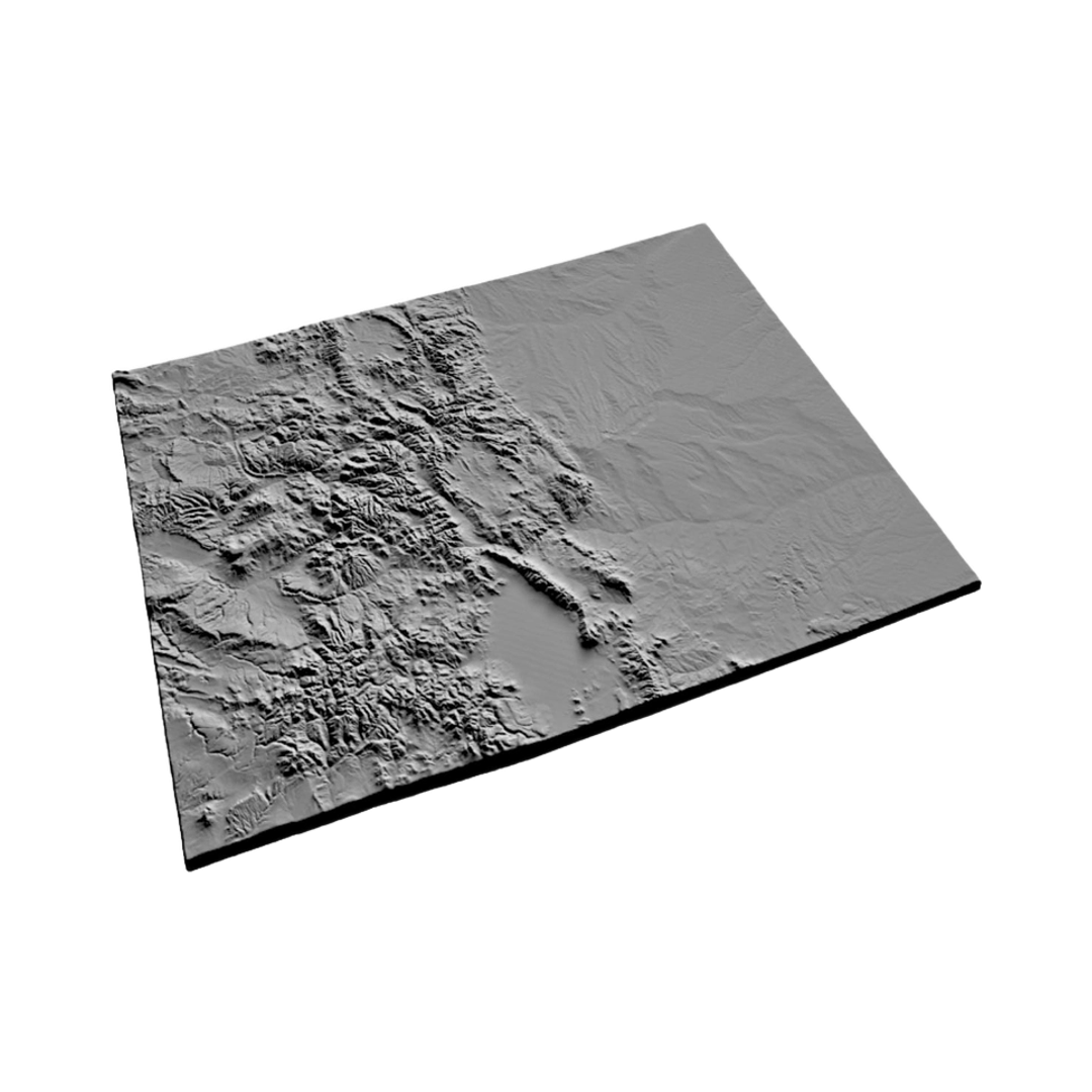 Colorado Terrain Map detail view, ready for 3D printing and CNC routing