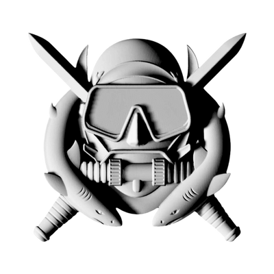 Combat Diver Badge STL file for 3D printing and CNC routing, LightBurn and Vectric ready