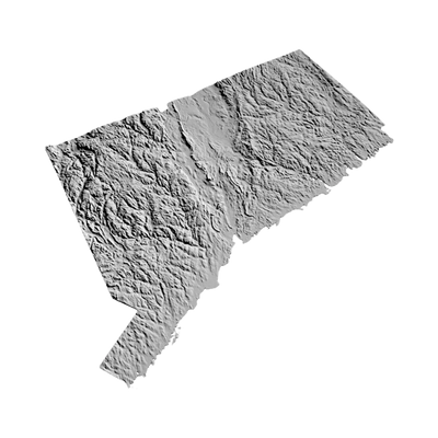Connecticut 3D detail view, ready for 3D printing and CNC routing