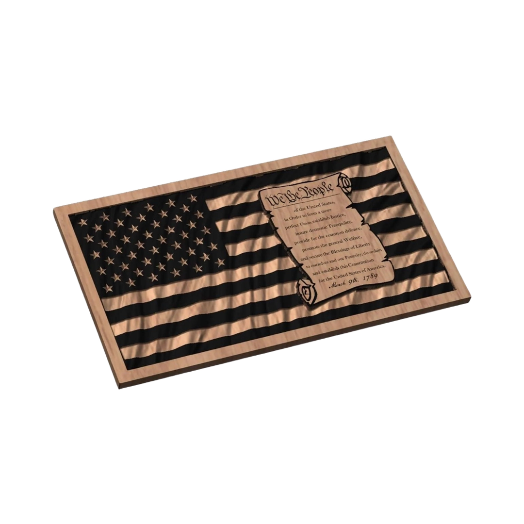 Constitution Scroll Wavy Flag STL file for 3D printing and CNC routing, LightBurn and Vectric ready