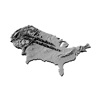 Continental U.S. Terrain Map design preview, countries & world