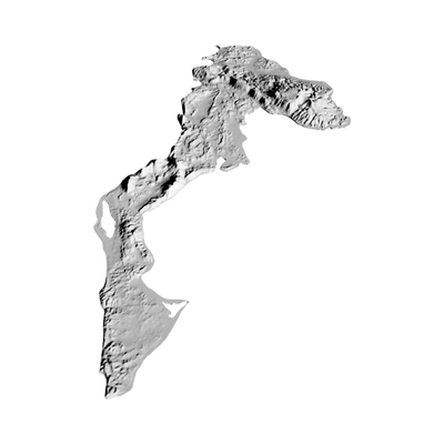 Corfu, Greece Terrain Map detail view, ready for 3D printing and CNC routing