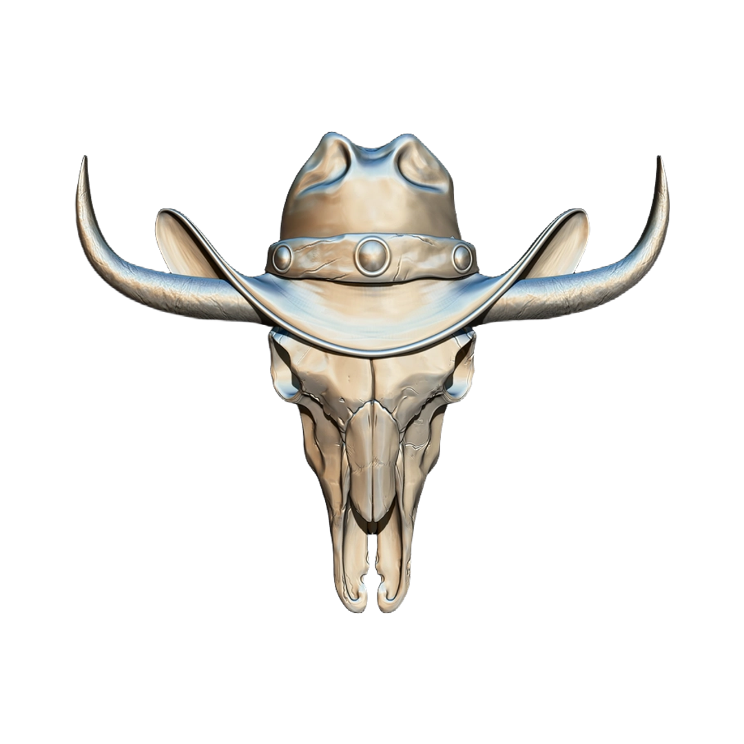 Cowboy Bull Skull STL file for digital crafting, LightBurn and Vectric ready