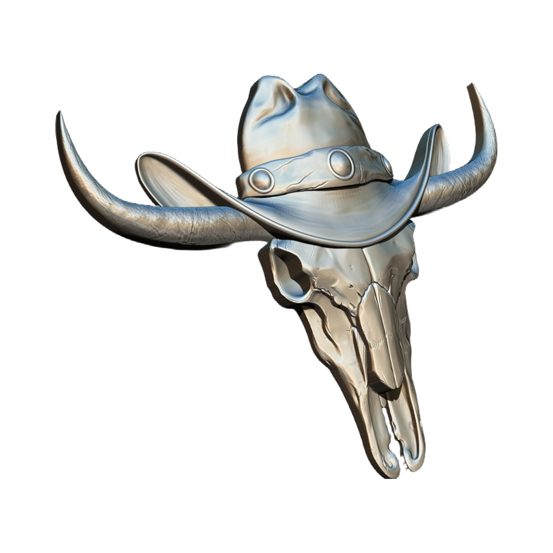 Cowboy Bull Skull design preview, skulls & skeletons