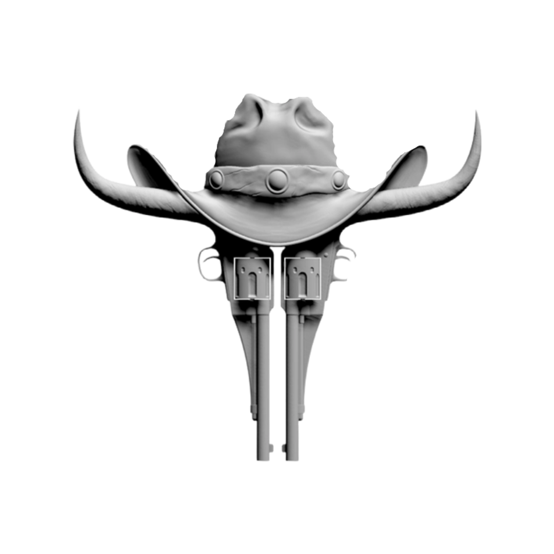 Cowboy Hat & Revolvers STL file for 3D printing and CNC routing, LightBurn and Vectric ready