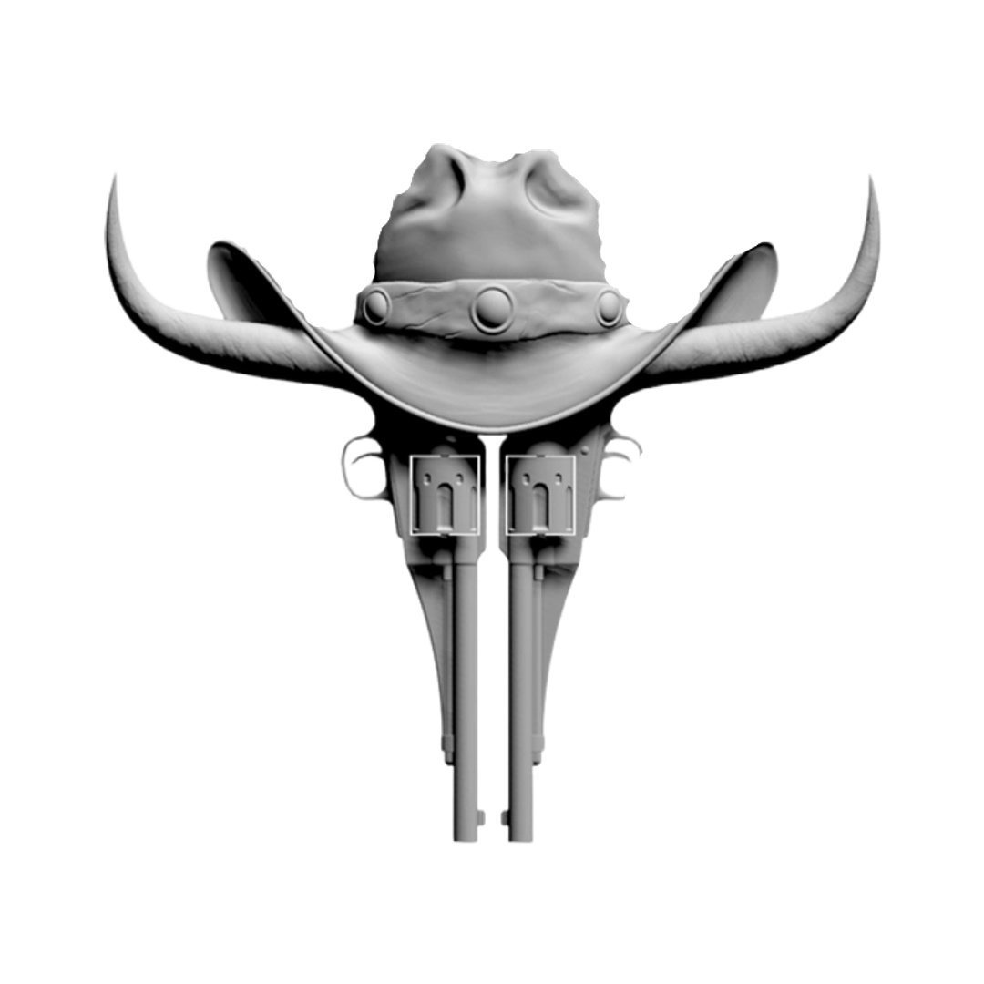 Cowboy Hat & Revolvers STL file for 3D printing and CNC routing, LightBurn and Vectric ready