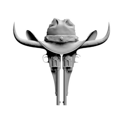 Cowboy Hat & Revolvers STL file for 3D printing and CNC routing, LightBurn and Vectric ready