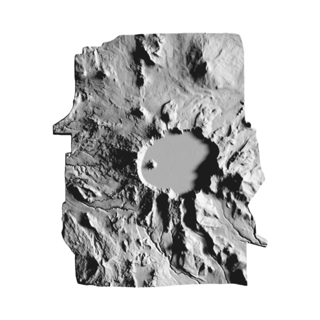Crater Lake National Park Terrain Map STL file for 3D printing and CNC routing, LightBurn and Vectric ready