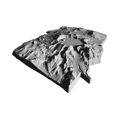 Crater Lake National Park Terrain Map detail view, ready for 3D printing and CNC routing