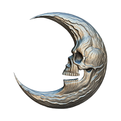 Crescent of Death Skull STL file for digital crafting, LightBurn and Vectric ready