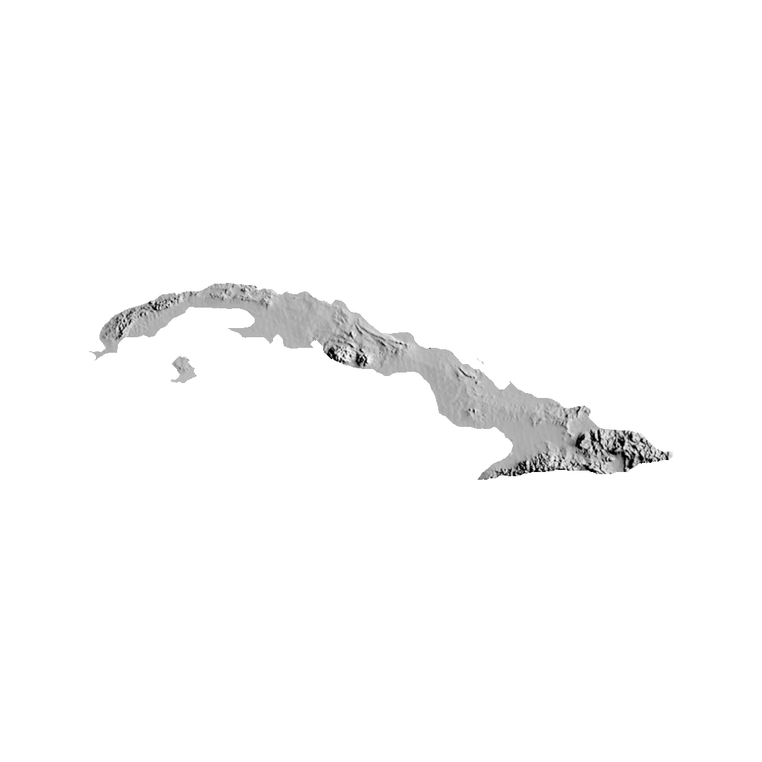Cuba Terrain Map STL file for 3D printing and CNC routing, LightBurn and Vectric ready