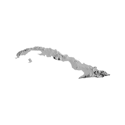 Cuba Terrain Map STL file for 3D printing and CNC routing, LightBurn and Vectric ready