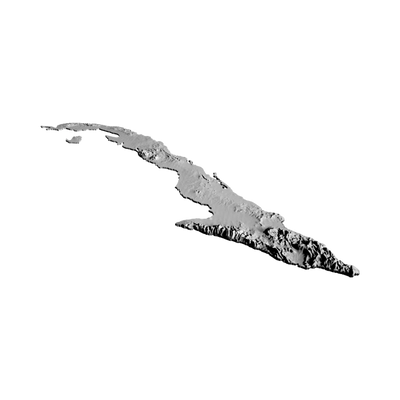 Cuba Terrain Map detail view, ready for 3D printing and CNC routing