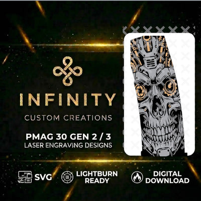 Cyberpunk Skull MAG Digital Design SVG file for digital crafting, LightBurn and Vectric ready