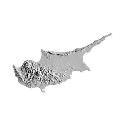 Cyprus Terrain Map STL file for 3D printing and CNC routing, LightBurn and Vectric ready