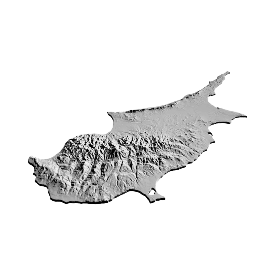 Cyprus Terrain Map design preview, countries & world