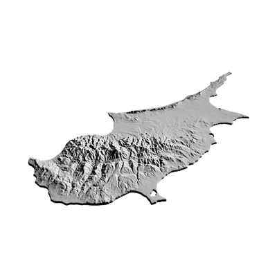 Cyprus Terrain Map design preview, countries & world