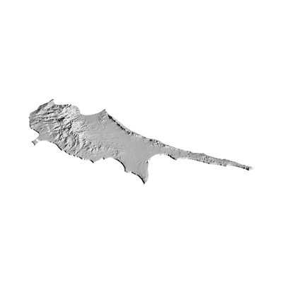 Cyprus Terrain Map detail view, ready for 3D printing and CNC routing