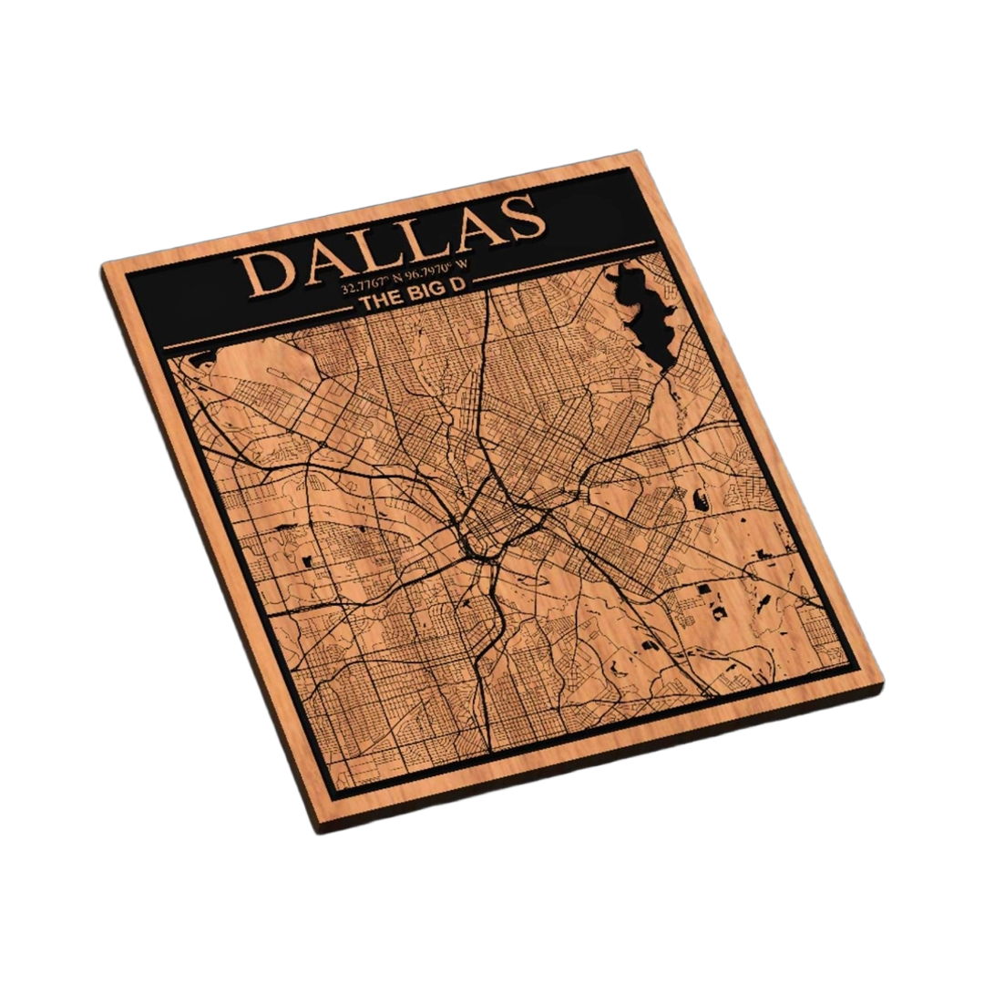 Dallas, Texas City Map SVG file for laser cutting and CNC routing, LightBurn and Vectric ready