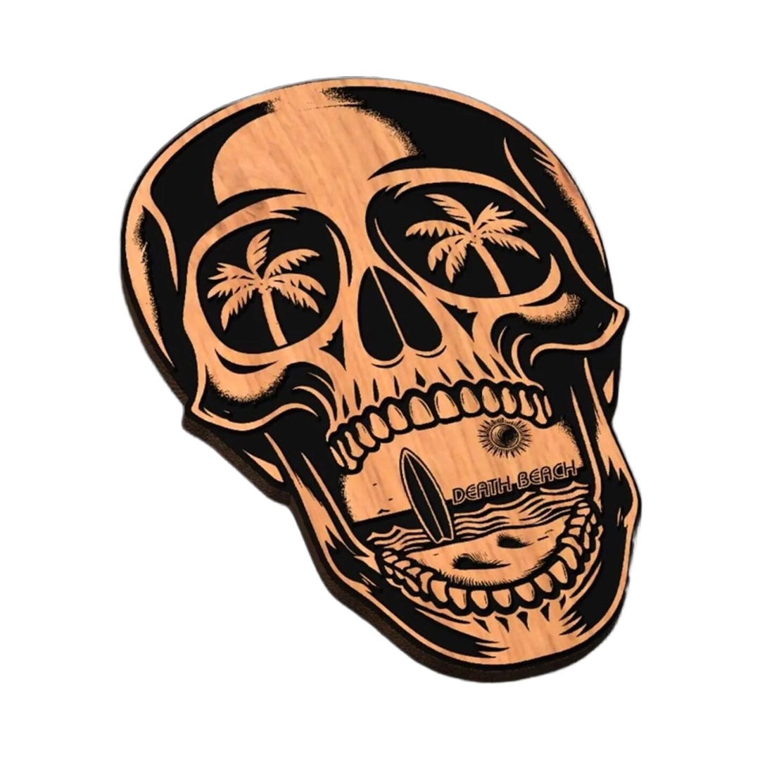 Death Beach Skull SVG file for laser cutting and CNC routing, LightBurn and Vectric ready